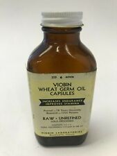 Vintage Viobin Wheat Germ 5.25" Tall EMPTY Brown Glass Pharmacy Bottle