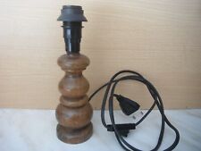 ANCIEN PIED DE LAMPE  CHEVET EN BOIS TOURNE CHENE +FIL INTERUPTEUR+ AMPOULE