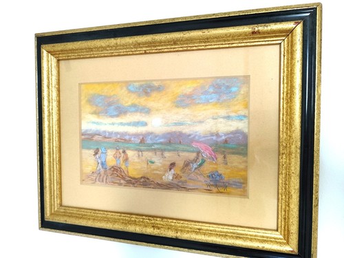 Aquarelle scene plage - aquarelle, "scene