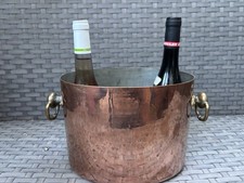 Seau à vin ou champagne 2 Bouteilles oval en cuivre martelé MADE IN FRANCE