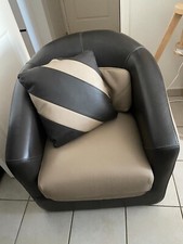 fauteuil cabriolet en cuir beige et marron