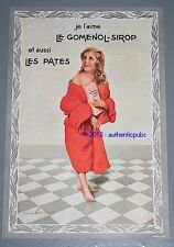 AFFICHETTE PUBLICITE 1929 GOMENOL SIROP ET PATES FREDERIQUE VALLET BISSON AD 