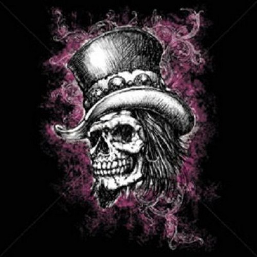 Skull with top hat - with, pink