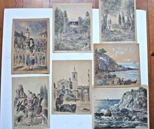 7 AQUARELLES -NICE- 19e- GARACCIONE