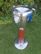 ancien cendrier sur pied BRA, cuir et inox, vintage, années 70