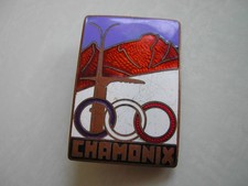 Ancien et RARE insigne EGF 35mm CHAMONIX NEIGE MONTAGNE SKI - FIA