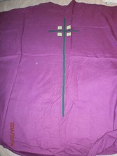 VIOLETTE/CHASUBLE GOTHIQUE/PRETRE/XXéme/no AUBE/CASULA/CASSEL/MESSE/CROIX