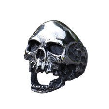 BAGUE TETE DE MORT CHEVALIERE HOMME EN CRANE FEROCE GOT PUNK HARLEY ROCK ☠️