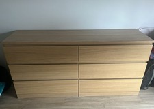 Commode 6 tiroirs, blanc, 140x72 cm