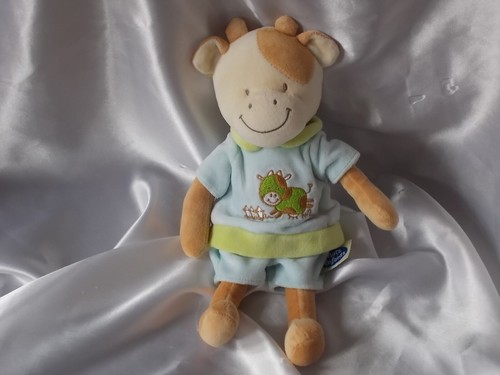Doudou vache beige - ,, bleu