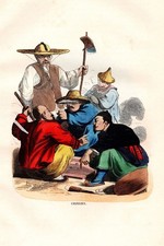 Costume Chinois Hommes Chine Asie Holzschnitt 1840.