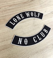 Patch dorsal LONE WOLF / NO Club motorcycles 34 cm x 6.7 cm écusson thermocollan