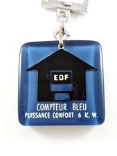 PORTE-CLES - Bourbon COMPTEURS EDF - Compteur BLEU - Années 60 VINTAGE