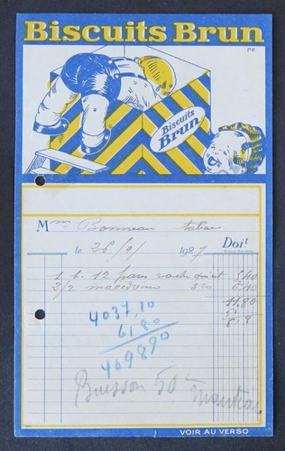Facture 1920 les biscuits brun - les,
