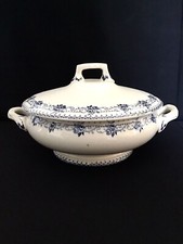 SOUPIÈRE ANCIENNE TERRE DE FER CHOISY LE ROI BOULENGER DÉCOR PARMENTIER BLEU TBE