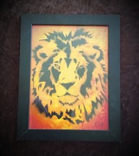 Spray Art - Papier photo sous cadre : Lion