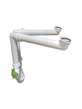 Siphon déporté Ø 40mm 1/4 pour évier 2 bacs