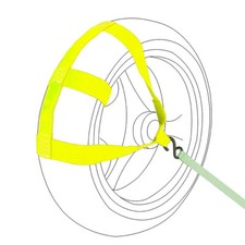 SANGLE D'ARRIMAGE ROUE ARRIERE MOTO JAUNE REMORQUE CHARGEMENT UTILITAIRE PORTE