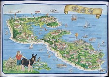 AFFICHE ANCIENNE - ÎLE DE  RÉ - AUNIS MÉDIAS 1983 - 66X97 CM