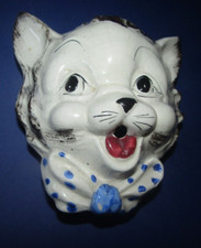 Devidoir dérouleur tire ficelle mural forme tete de chat  vintage yarn wall cat