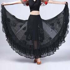 Femme Salle de Bal Danse Robe Jupe Floral Ruche Joint Valse Tango Latin Moderne