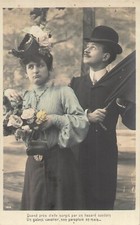 CP MOUSTACHU CHAPEAU MELON FEMME CHAPEAU ROSES PARAPLUIE - 39048