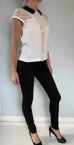 Blouse col vernis noir - , maje