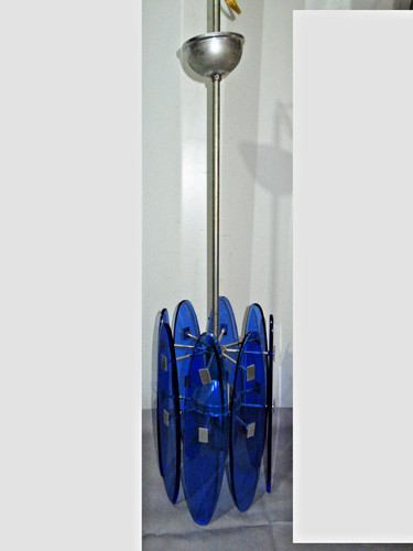 Ancien lustre verre bleu - bleu, de