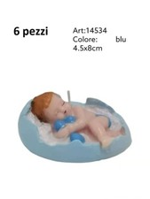 Set 6 Pièces Bougies Cire en Forme De Bébé Bleu Bonbonnière Baptême Bal