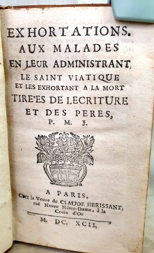 Livre ancien 1692 exhortations - livre,