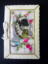 CARTE POSTALE FANTAISIE BRODEE