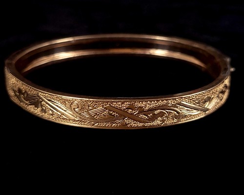 Bracelet bangle floral gravé - bracelet,