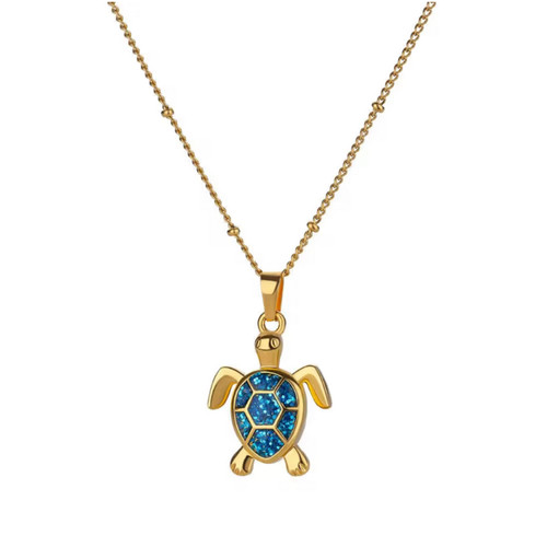 Collier pendentif tortue - pendentif, bleu
