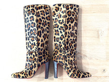Louboutin 41 US11 11cm Sexy leopard pull on boot high heels pony hair