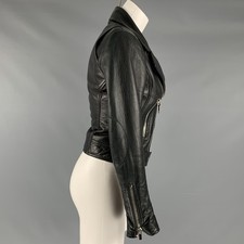 Veste De Moto En Cuir D'Agneau Noire BALENCIAGA Taille 4