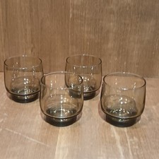 Lot De 4 Verres Fumés Noir, Marron En Verre, Vaisselle Vintage 