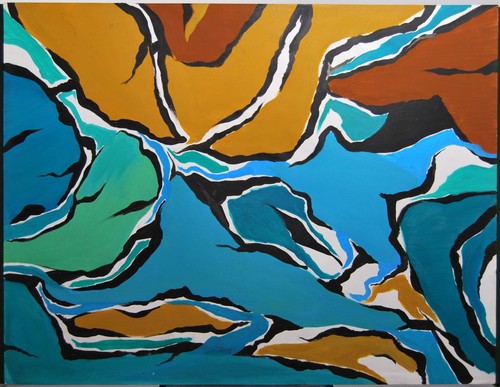 Gouache art abstrait fin xxè - art,