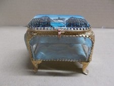 ANCIENNE Petite  Boîte Coffret à Bijoux en Laiton et Verre Biseauté Napoléon III