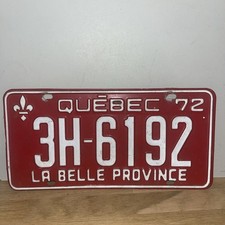 Ancienne Plaque D’immatriculation Canada Québec 1972 La Belle Province Fleur Lys