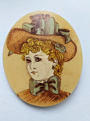 Broche ancienne portrait art - broche,