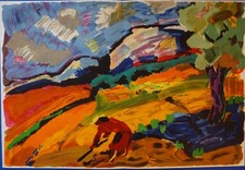 Pierre AMBROGIANI : Glaneuse, hommage à Millet, Lithographie originale signée