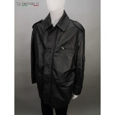 Veste Artisanale En Cuir Véritable Noir Style Police MADE IN ITALIE Vintage