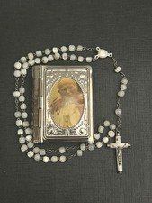 Chapelet Ancien XIXe XXe Argent Massif Perles Nacre Avec Boite