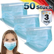 50x Masques faciaux protection adulte bouche nasal jetable tissu triple couche