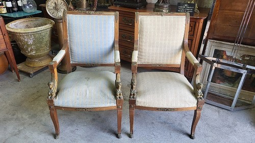 Paire fauteuils noyer - fauteuils,