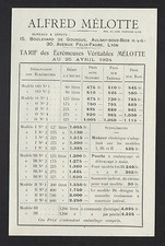 AULNAY-sous-BOIS (93) ECREMEUSES & MACHINES AGRICOLES "A. MELOTTE" TARIFS en1924