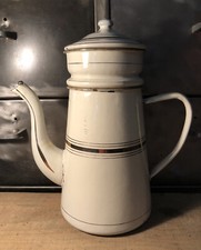Cafetière Tôle Émaillée Liseré Or Japy H 27,5 Cm