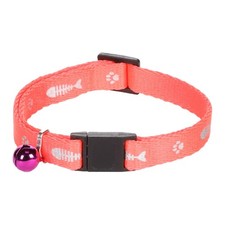 Collier réglable de 20 à 35 cm rose  motif poisson  + clochette pour chat