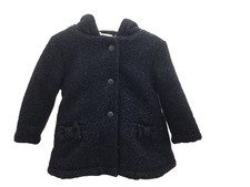 ORCHESTRA manteau à capuche noir chiné argenté doublé fourrure bébé 6 mois