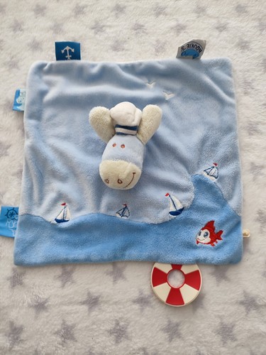 Doudou plat âne paco bleu - plat,
